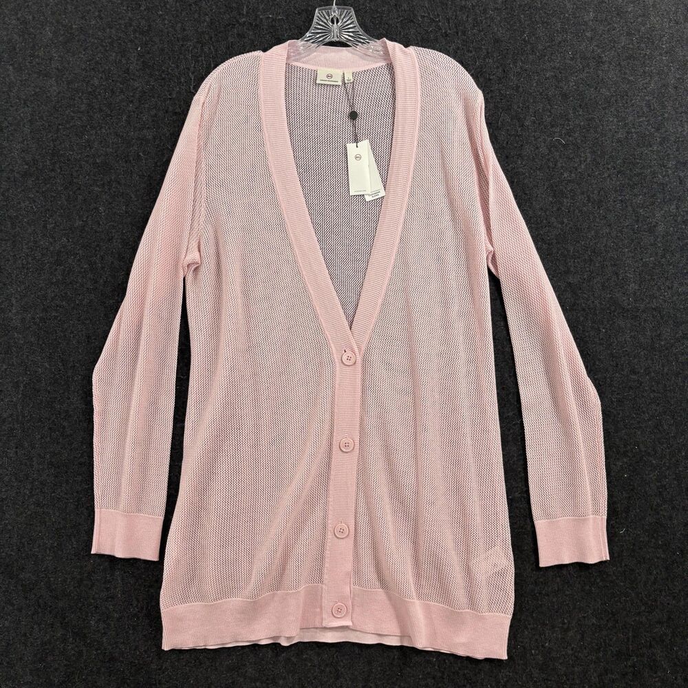Adriano Goldschmied Sweater Womens Large Prism Pink Cashmere Blend Mesh Cardigan
